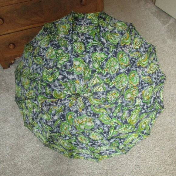 Vintage Frankford Umbrella Co. Umbrella Made In Japan 100% Rayon Paisley Print - Picture 3 of 10